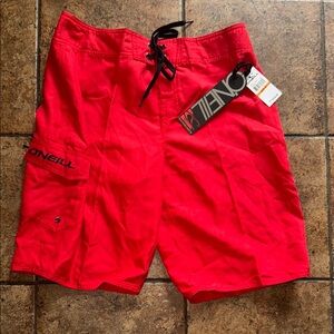 NWT-O'Neill Bright Red Swim Board Shorts-SZ 33